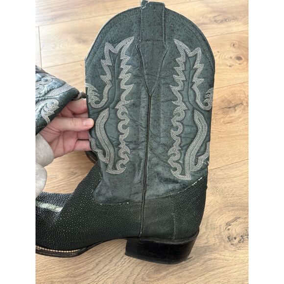 CORRECAMINOS 10.5 Cowboy Boots Exotic STINGRAY emerald green leather boot - Picture 6 of 11